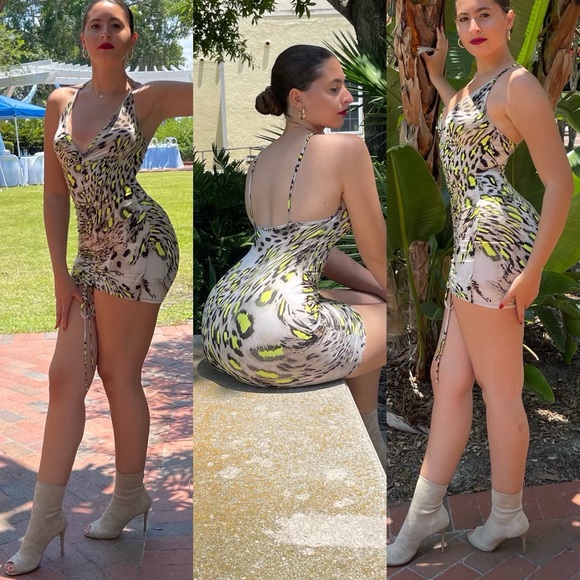 🔥 Brand New!  Neon Drop Leopard Mini Dress 🔥 - Picture 7 of 9